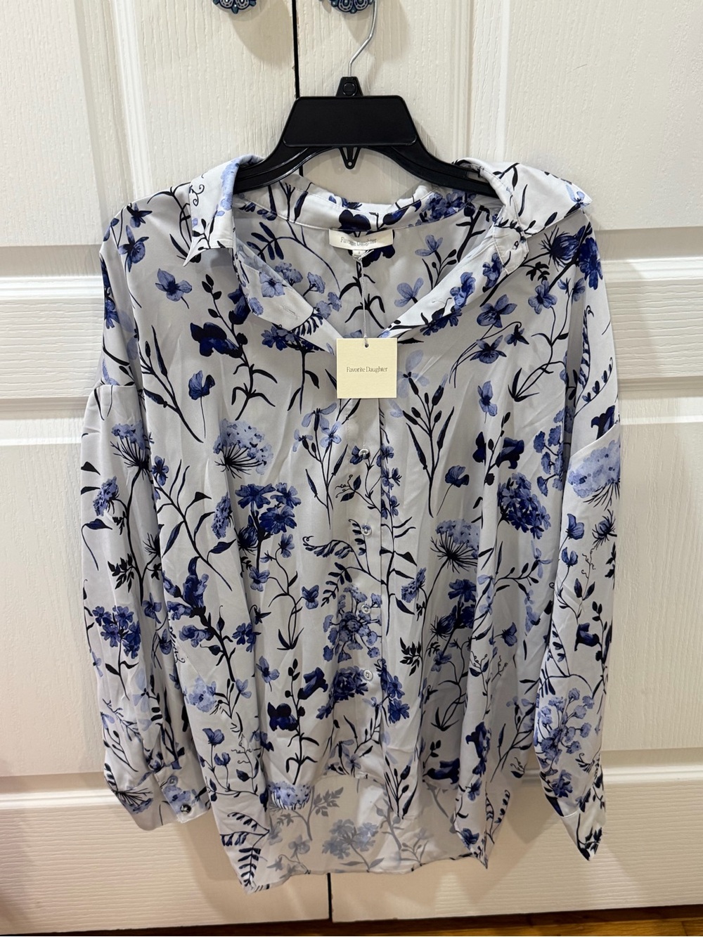 Favorite Daughter Blue & White Floral Button-Down Shirt